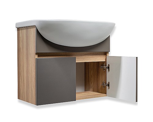 Тумба под раковину Runo Лада 50 00-00001367 подвесная Дуб серый Графит