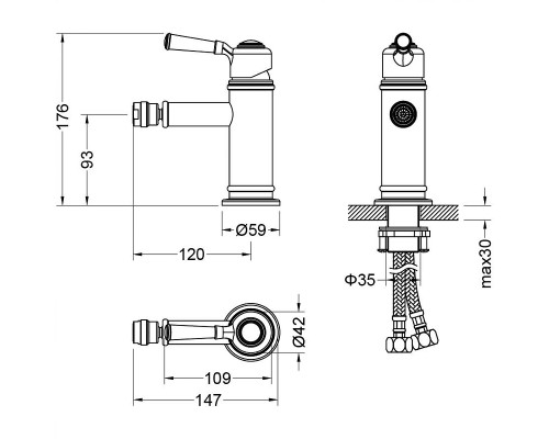 Смеситель для биде Aquatek Классик AQ1518PG Полированное золото