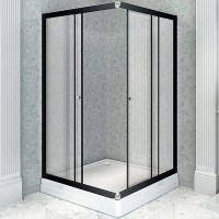Душевой уголок Radomir Дрим 100x90 L профиль Черный стекло прозрачное