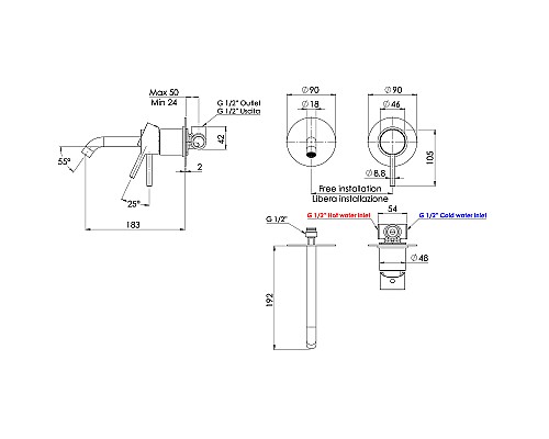Смеситель для раковины Remer X-Style X15LCNO Черный матовый