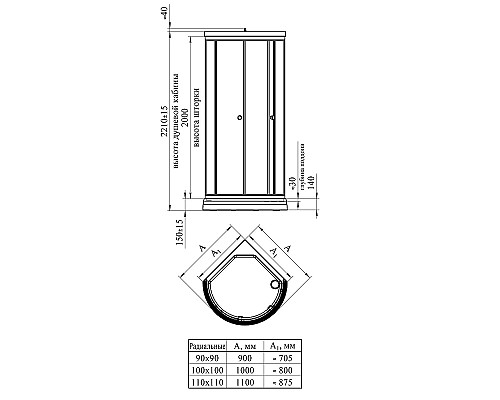 Душевой уголок Radomir Стронг 110x110 1-03-1-0-0-1821 профиль Белый стекло матовое