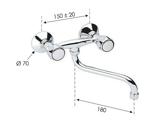 Смеситель для кухни Remer 1000-2000 41Y Хром