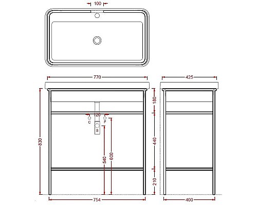 Консоль под раковину Artceram Fuori Scala 80 ACA057 17 Черная матовая