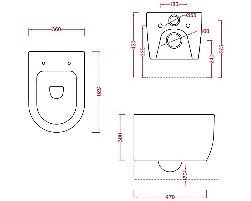 Унитаз Artceram Monet MNV001 17 00 подвесной Черный матовый без сиденья