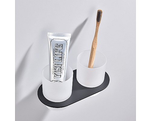 Стакан для зубных щеток Raglo R300.08.06 двойной Черный матовый