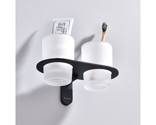 Стакан для зубных щеток Raglo R300.08.06 двойной Черный матовый