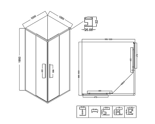 Душевой уголок Niagara Nova 100х100 NG-6624-34 профиль Хром стекло прозрачное