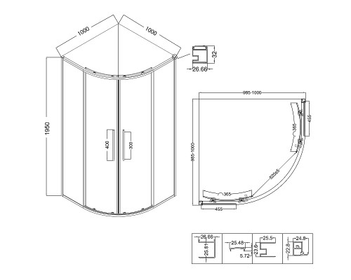 Душевой уголок Niagara Nova 100х100 NG-6827-34BLACK профиль Черный матовый стекло прозрачное