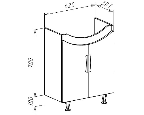 Тумба под раковину Bellezza Лагуна 65 4632110240036 Красная