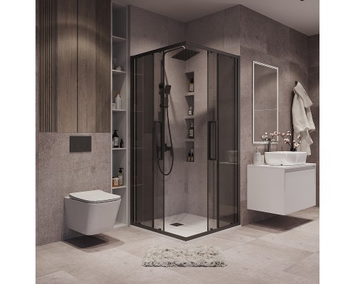 Душевой уголок Grossman Cosmo 100х100 300.K33.02.1010.21.10 профиль Черный матовый стекло тонированное