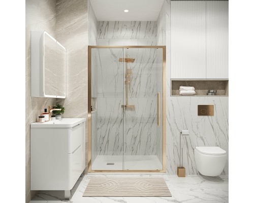 Душевая дверь Grossman Cosmo 120 100.K33.02.120.32.00 профиль Золото сатин стекло прозрачное