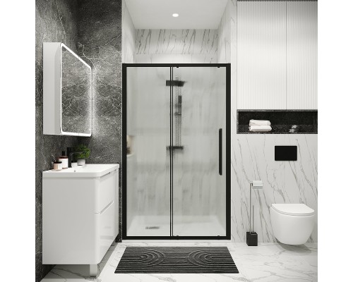 Душевая дверь Grossman Cosmo 120 100.K33.02.120.21.02 профиль Черный матовый стекло шиншилла