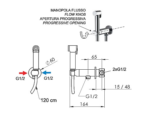 Гигиенический душ со смесителем Remer Minimal N64WDO Золото глянцевое