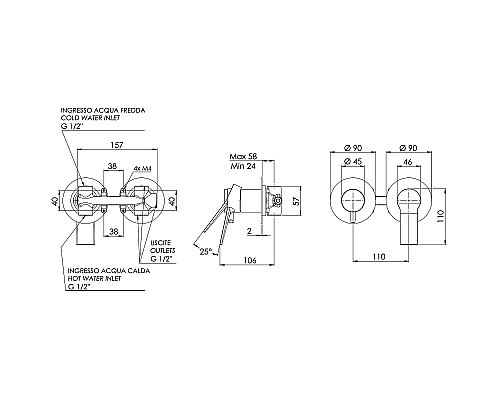 Смеситель для душа Remer Slash SL93ZPNO Черный матовый