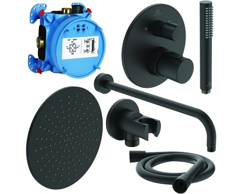 Душевая система Ideal Standard Ceratherm T100 с термостатом Черная матовая