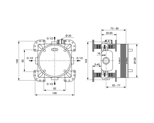 Душевая система Ideal Standard Ceratherm T100 с термостатом Черная матовая