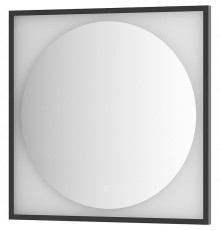 Зеркало Defesto Eclipce 80х80 с подсветкой 18W-4500К/в багетной раме/Сенсорный выключатель/Нейтральный белый свет/Черная рама