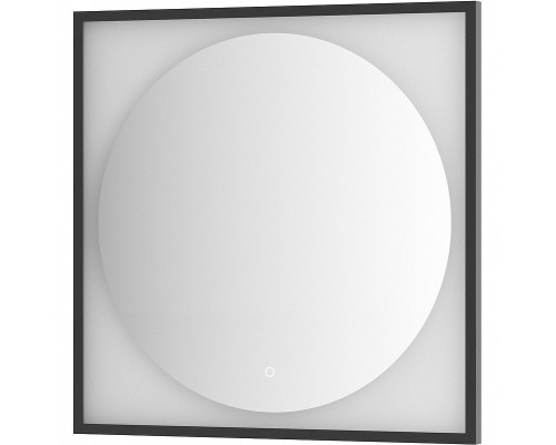 Зеркало Defesto Eclipce 80х80 с подсветкой 18W-4500К/в багетной раме/Сенсорный выключатель/Нейтральный белый свет/Черная рама