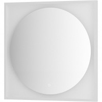 Зеркало Defesto Eclipce 80х80 с подсветкой 18W-4500К/в багетной раме/Сенсорный выключатель/Нейтральный белый свет/Белая рама