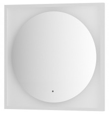 Зеркало Defesto Eclipce 70х70 с подсветкой 15W-3000К/в багетной раме/ИК - выключатель/Теплый белый свет/Белая рама