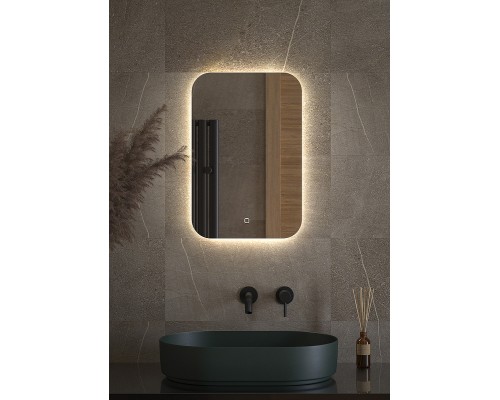 Зеркало Defesto Opti 40x60 с подсветкой 17W-4500К/Сенсорный выключатель/Нейтральный белый свет