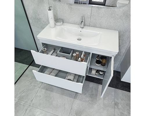 Тумба под раковину Caprigo Forte 100 36115R-SF027 подвесная Белая матовая