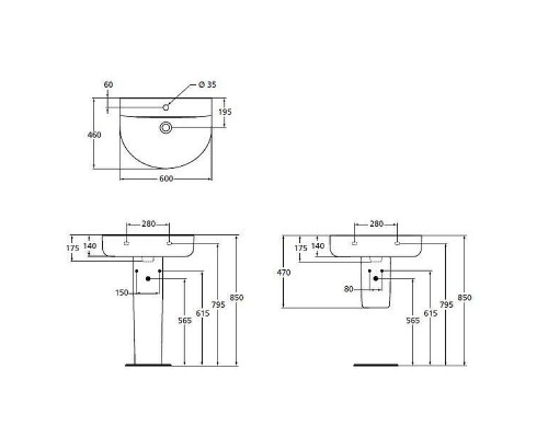 Раковина Ideal Standard Connect Arc 60 Евробелая