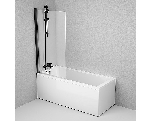 Шторка на ванну AM.PM Gem 80 W90BS-D080-140BT профиль Черный матовый стекло прозрачное