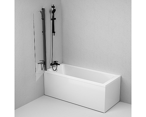 Шторка на ванну AM.PM Gem 80 W90BS-D080-140BT профиль Черный матовый стекло прозрачное