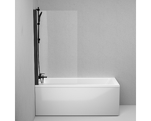 Шторка на ванну AM.PM Gem 80 W90BS-D080-140BT профиль Черный матовый стекло прозрачное