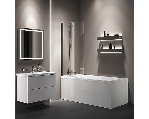 Шторка на ванну AM.PM Gem 80 W90BS-D080-140BT профиль Черный матовый стекло прозрачное