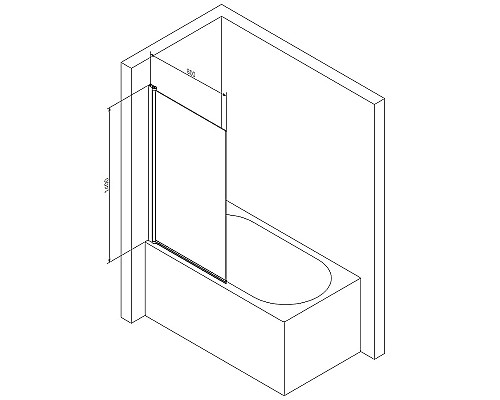 Шторка на ванну AM.PM Gem 80 W90BS-D080-140BT профиль Черный матовый стекло прозрачное