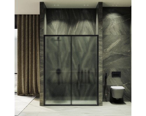 Душевая дверь Maybah Glass MGD-1280-6 1200x1950 раздвижная профиль Черный стекло сатиновое