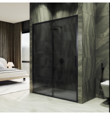 Душевая дверь Maybah Glass MGD-1288-6 1200x1950 раздвижная профиль Черный стекло графитовое матовое