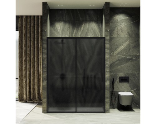 Душевая дверь Maybah Glass MGD-1288-6 1200x1950 раздвижная профиль Черный стекло графитовое матовое