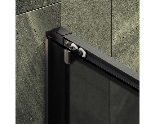Душевая дверь Maybah Glass MGD-1288-6 1200x1950 раздвижная профиль Черный стекло графитовое матовое