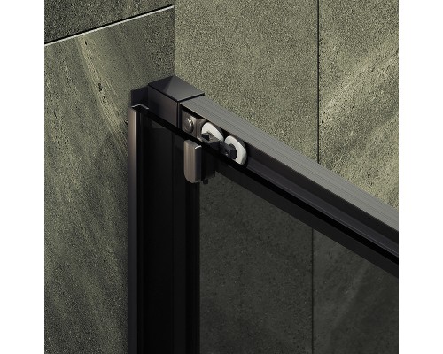Душевая дверь Maybah Glass MGD-1285-6 1500x1950 раздвижная профиль Черный стекло графитовое
