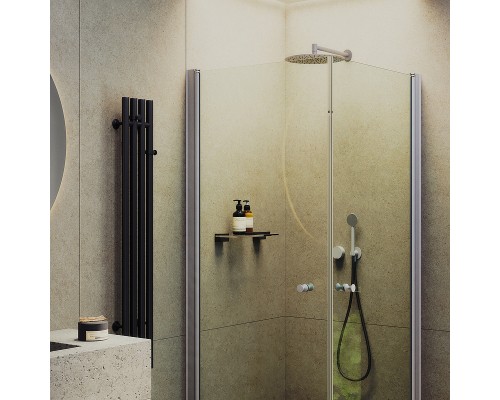 Душевой уголок Maybah Glass 800x800x1980 на монопетлях Хром матовый стекло прозрачное
