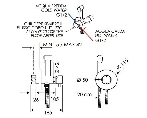 Гигиенический душ со смесителем Remer Minimal N65SW Хром