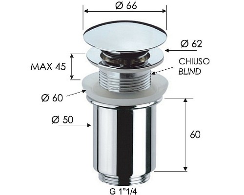 Донный клапан Remer 904CC114RL click-clack Медь глянцевая