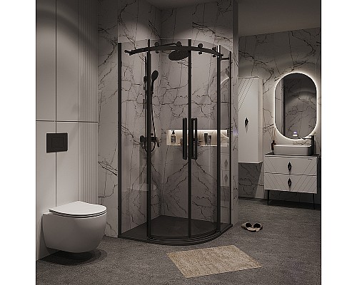 Душевой уголок Grossman Classic 100х100 301.K33.04.1010.21.00 профиль Черный матовый стекло прозрачное