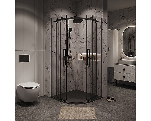 Душевой уголок Grossman Classic 100х100 301.K33.04.1010.21.00 профиль Черный матовый стекло прозрачное