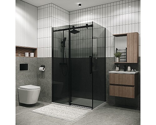 Душевая стенка Grossman Classic 80 200.K33.04.80.21.10 профиль Черный матовый стекло тонированное
