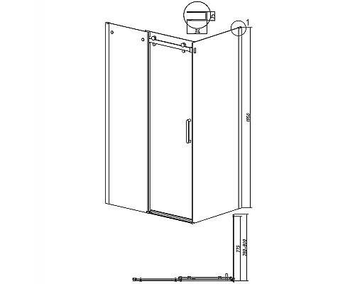 Душевая стенка Grossman Classic 80 200.K33.04.80.21.10 профиль Черный матовый стекло тонированное