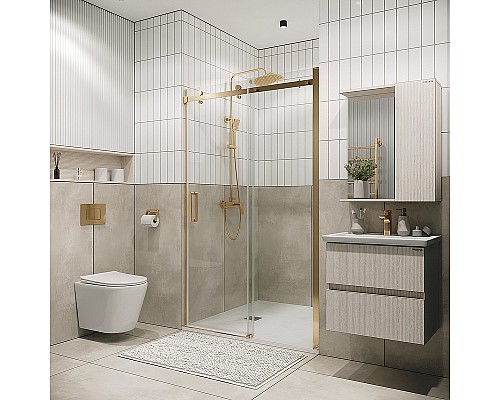 Душевая дверь Grossman Classic 100 100.K33.04.100.32.00 профиль Золото сатин стекло прозрачное