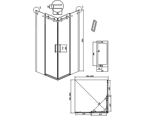 Душевой уголок Grossman Classic 100х100 300.K33.04.1010.10.00 профиль Хром стекло прозрачное