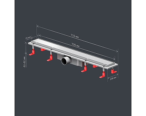 Душевой лоток AM.PM PrimeFlow 70 W02SC-U11-070-04SB с решеткой Хром матовый / под плитку Tile