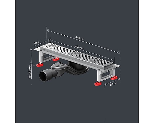 Душевой лоток AM.PM MasterFlow 40 W01SC-P11-040-01SB с решеткой Хром матовый Cut Gradient