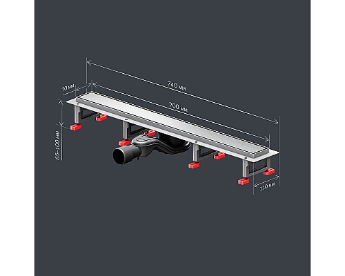 Душевой лоток AM.PM MasterFlow 70 W01SC-U11-070-04SB с решеткой Хром матовый / под плитку Tile
