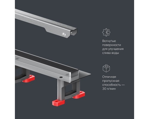Душевой лоток AM.PM MasterFlow 60 W01SC-S11-060-05SB с решеткой Хром матовый Slim line